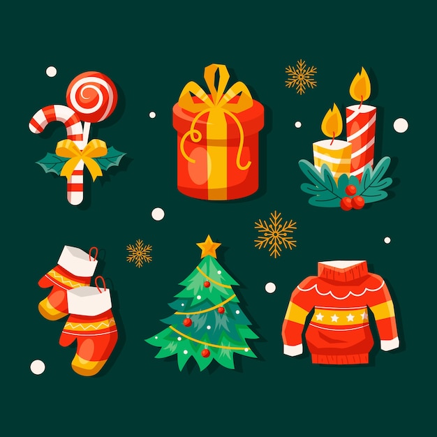 Flat design elements collection for christmas season