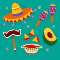 Vettore gratuito collezione di elementi di design piatto per la celebrazione del cinco de mayo