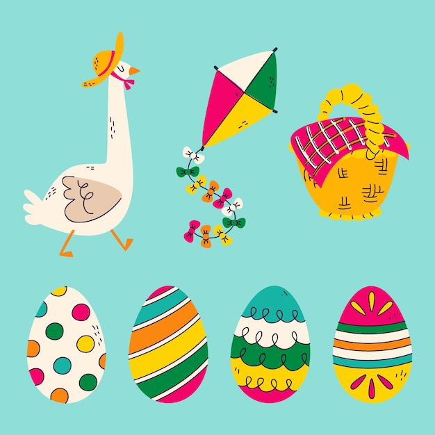 Free vector flat design elements collection for easter celebration