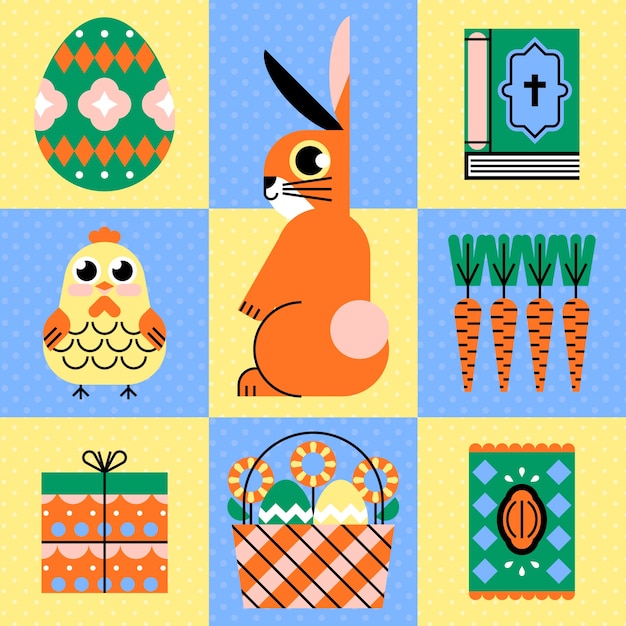 Free vector flat design elements collection for easter holiday