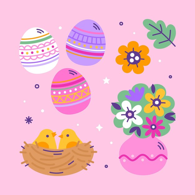 Free vector flat design elements collection for easter holiday