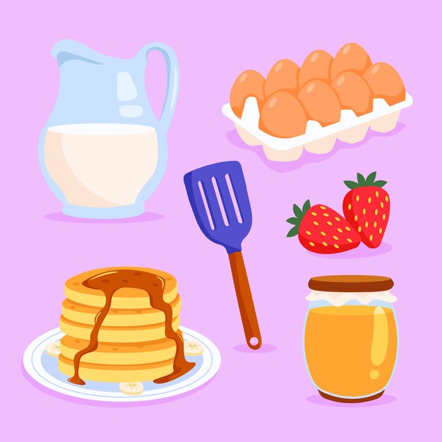 Flat design elements collection for pancake day