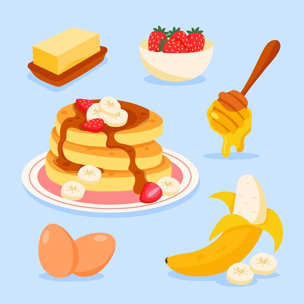 Flat design elements collection for pancake day