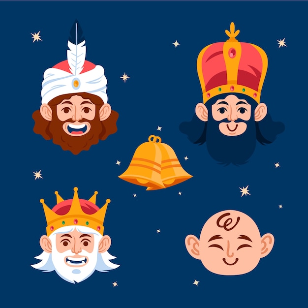 Free vector flat design elements collection for reyes magos