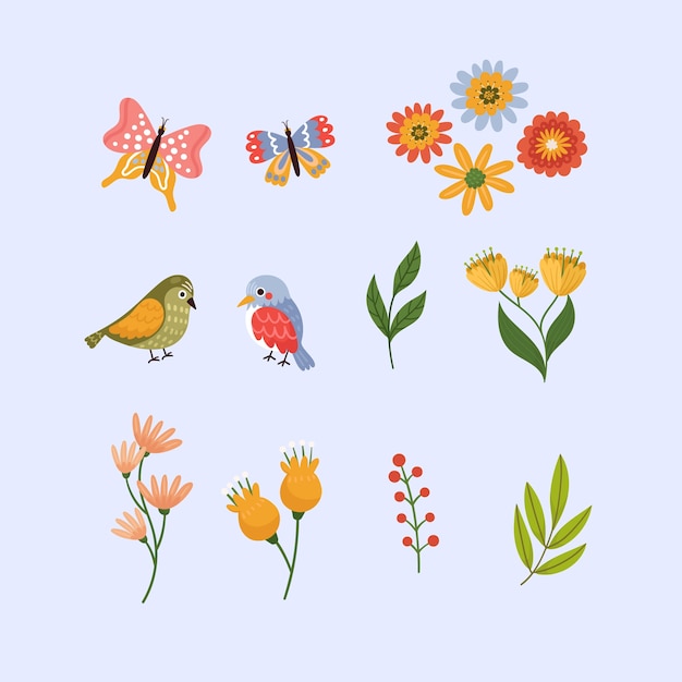 Free vector flat design elements collection for spring season