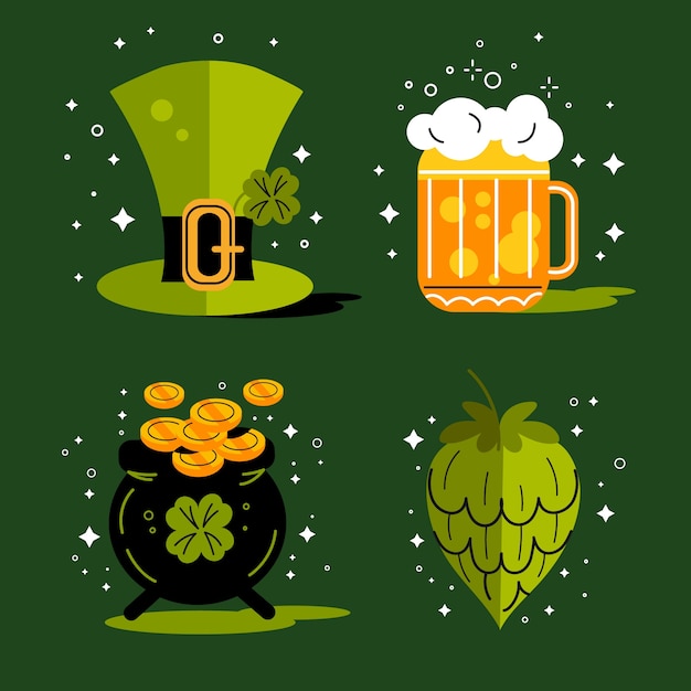 Flat design elements collection for st. patrick's day celebration