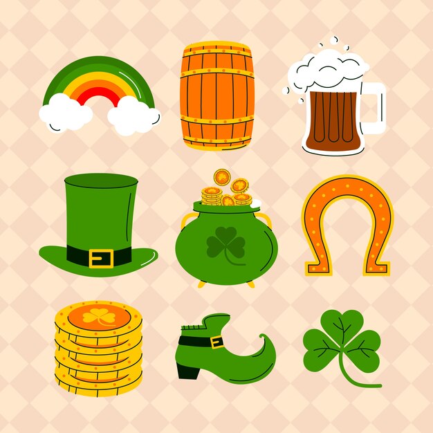 Flat design elements collection for st. patrick's day celebration