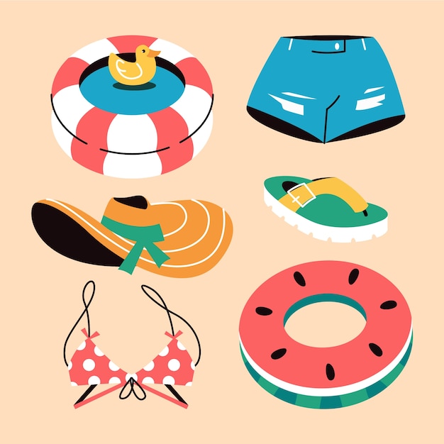 Flat design elements collection for summertime