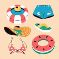 Free vector flat design elements collection for summertime