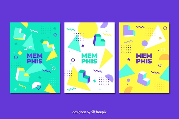 Flat design emphis cover collection