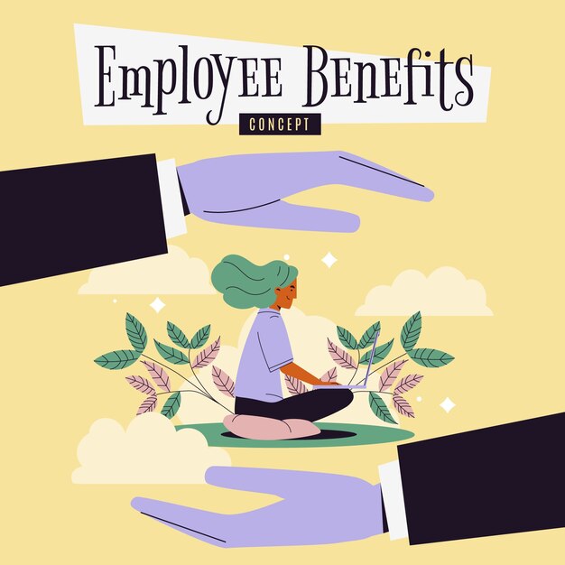 Flat design employee benefits illustration