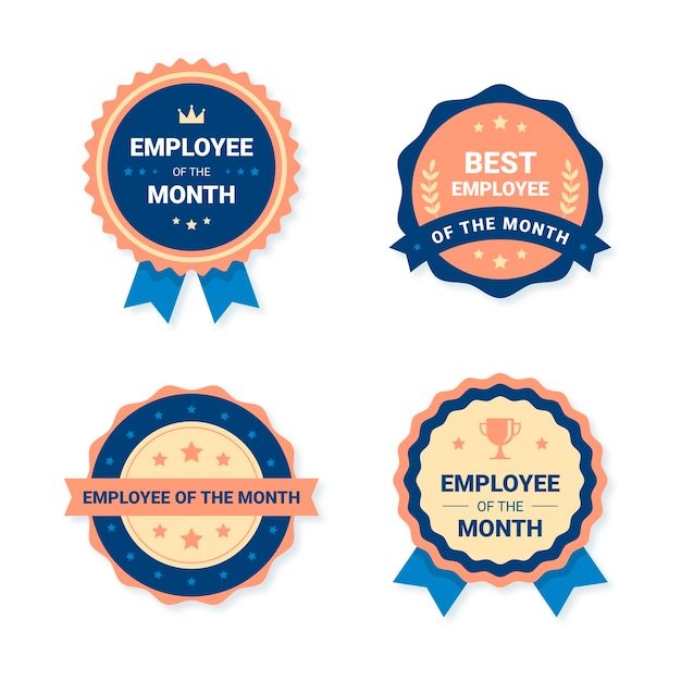 Free vector flat design employee of the month badges