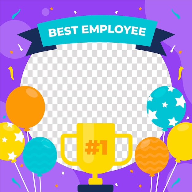 Flat design employee of the month frame design