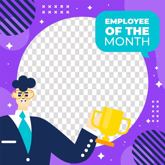 Flat design employee of the month frame design