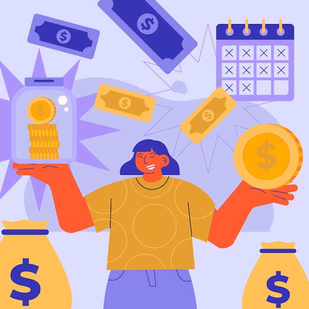 Flat design employee savings plan illustration