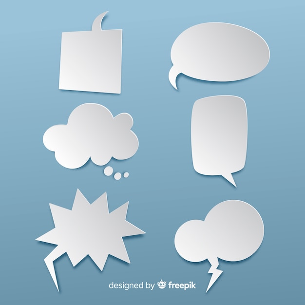 Free vector flat design empty speech bubbles in paper style