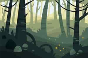 Free vector flat design enchanted forest illustration