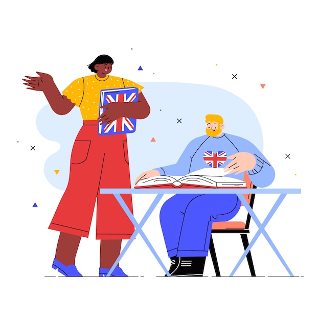 Vettore gratuito illustrazione del libro inglese di design piatto