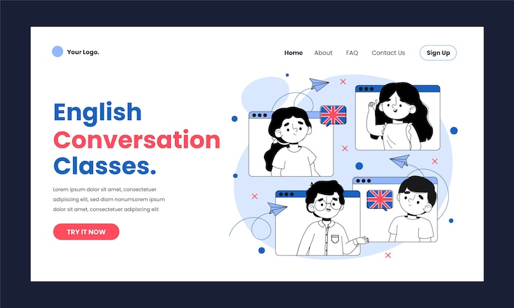 Free Vector flat design english book landing page