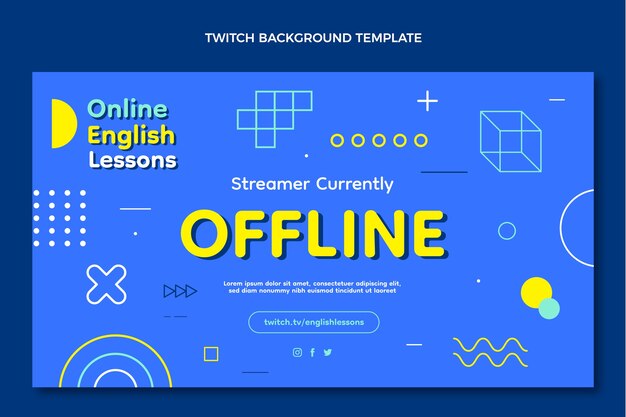 Flat design english lesson offline twitch background