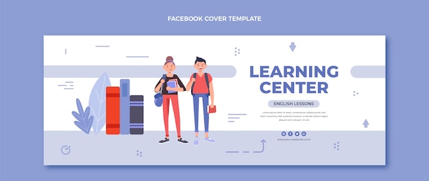 Free vector flat design english lessons facebook cover