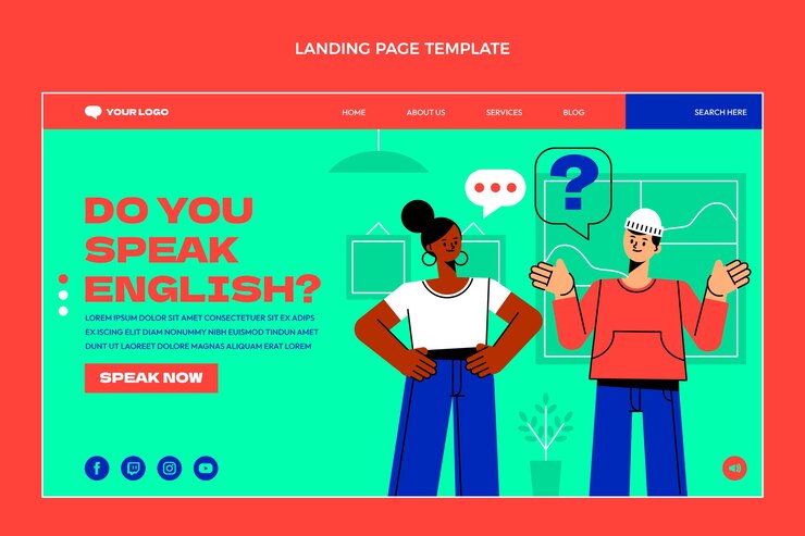 Free Vector flat design english lessons landing page
