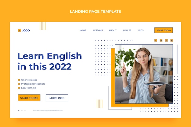 Free vector flat design english lessons landing page