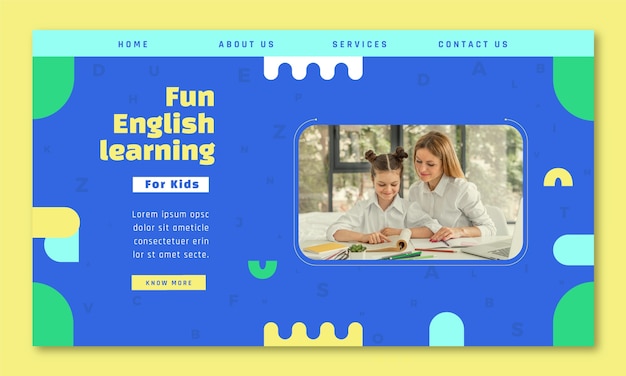 Free vector flat design english lessons landing page