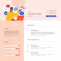 Free vector flat design english lessons online resume