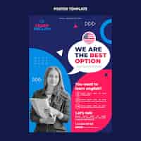 Free vector flat design english lessons poster template