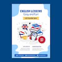 Vettore gratuito poster per le lezioni di inglese flat design