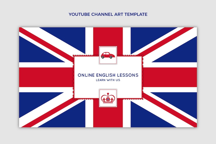 Бесплатный Вектор плоский дизайн уроки английского языка искусство канала youtube