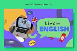 Free vector flat design english lessons youtube thumbnail