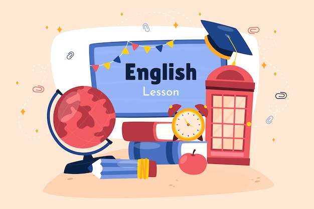 Free vector flat design english school background