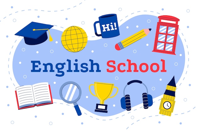 Free Vector | Flat design english school background