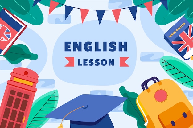 Flat design english school illustration