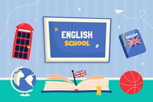 Free vector flat design english school illustration