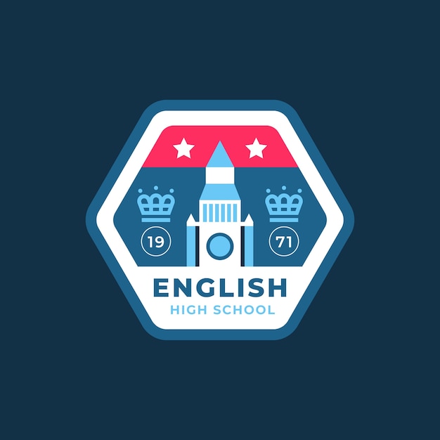 Free vector flat design english school logo template