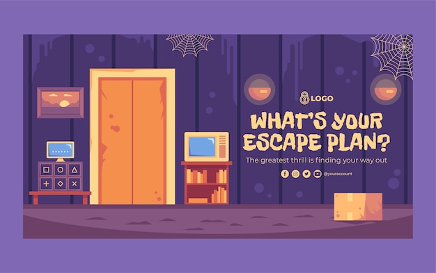 Vettore gratuito post su facebook di escape room dal design piatto