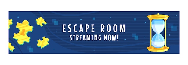 Flat design escape room twitch banner