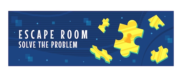 Vettore gratuito intestazione twitter di escape room dal design piatto