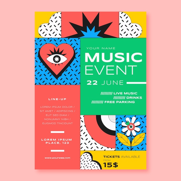 Flat Design Event Poster Template – Free Vector Download