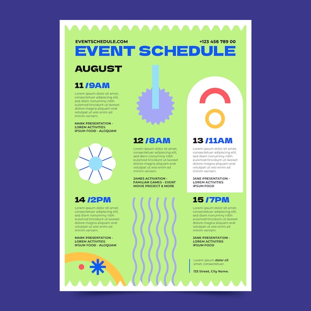 Flat design event schedule template