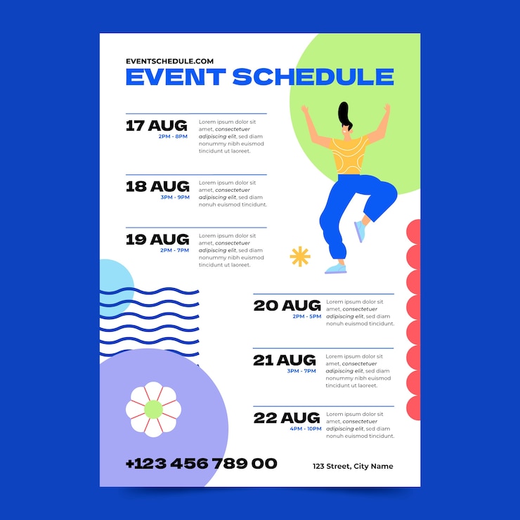 Free Vector flat design event schedule template
