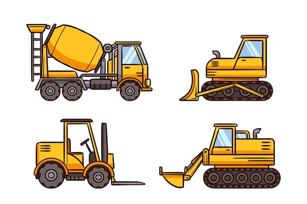 Flat design excavator collection