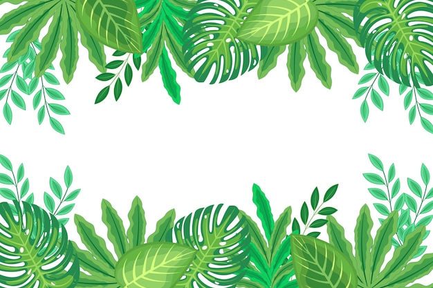 Плоский дизайн экзотических зеленых листьев фона