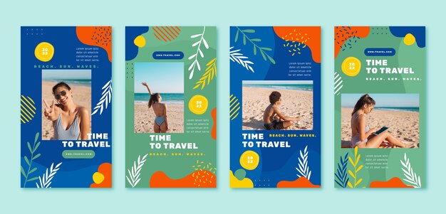 Flat design exotic travel agency instagram stories