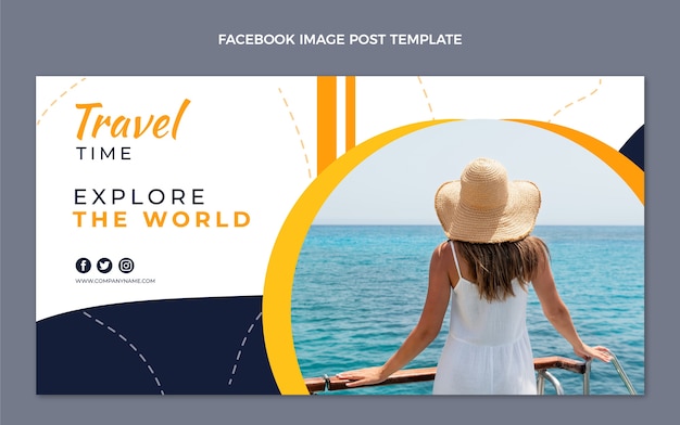 Vettore gratuito design piatto esplora il mondo post su facebook