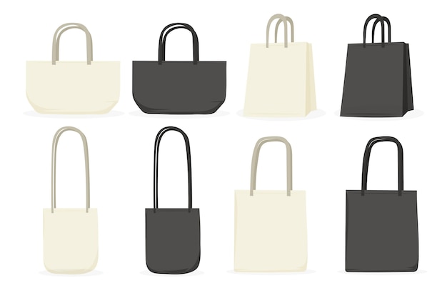 Flat design fabric bag collection