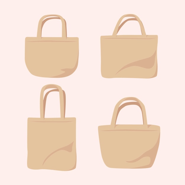 Vettore gratuito collezione di borse in tessuto dal design piatto